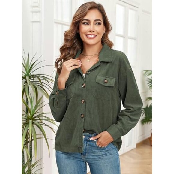 Vintage Corduroy Fleece Lined Jacket Shacket Casual Winter Coat - Picture 5 of 8